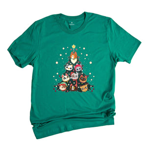 Comfort Colors Meowy Christmas Tree Cat T-Shirt, Cute Holiday T-Shirt Gift for Cat Lovers, Funny Kitty Christmas Tree Tee