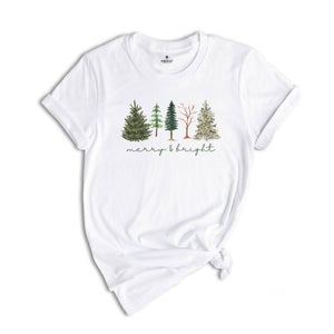 Comfort Colors Merry and Bright Tree Shirt, Christmas Holiday Shirt, Christmas Gift, Cute Holiday T-Shirt, Christmas Tree Tee