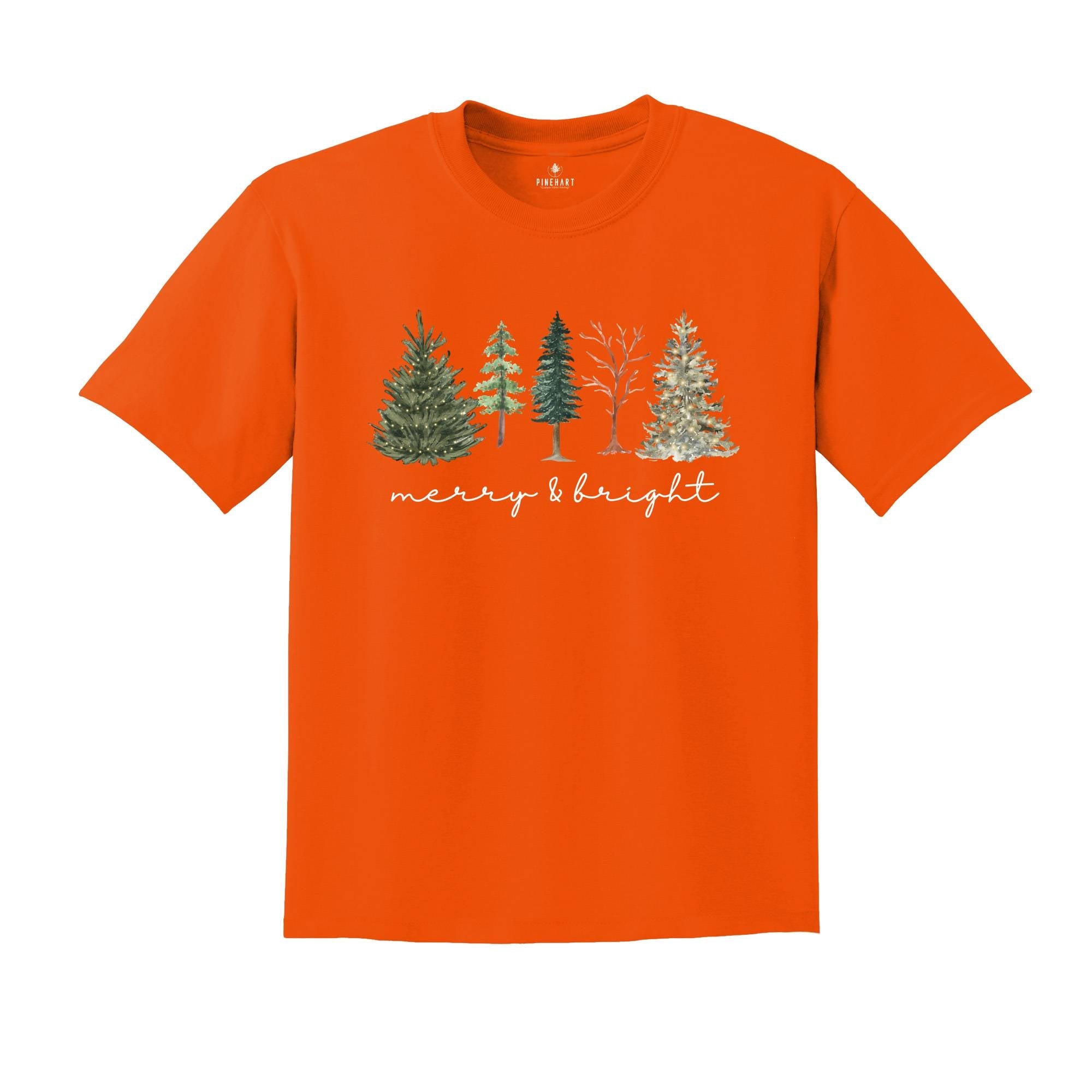 Comfort Colors Merry and Bright Tree Shirt, Christmas Holiday Shirt, Christmas Gift, Cute Holiday T-Shirt, Christmas Tree Tee