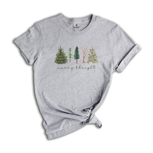 Comfort Colors Merry and Bright Tree Shirt, Christmas Holiday Shirt, Christmas Gift, Cute Holiday T-Shirt, Christmas Tree Tee