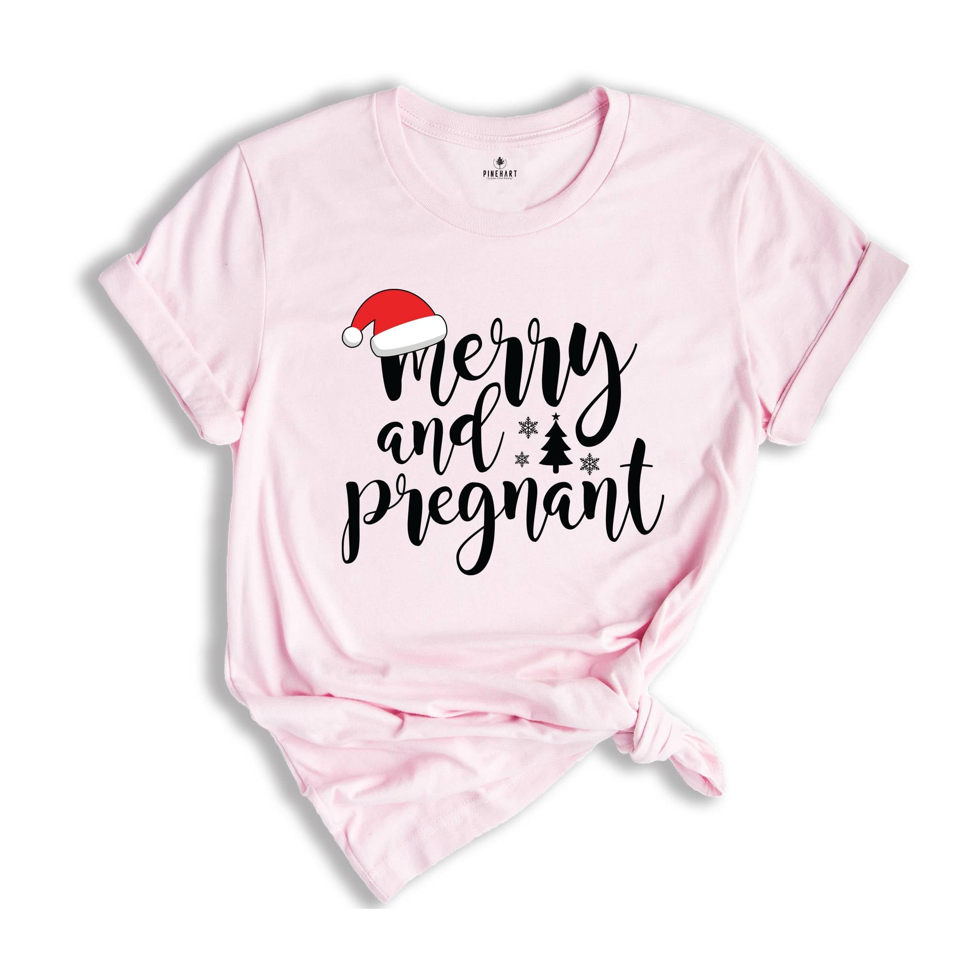 Comfort Colors Merry And Pregnant Shirt, Pregnancy Announcement Shirt, Christmas Pregnant Shirt, Funny Pregnancy Shirt, Xmas Baby Shirt