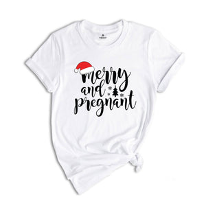 Comfort Colors Merry And Pregnant Shirt, Pregnancy Announcement Shirt, Christmas Pregnant Shirt, Funny Pregnancy Shirt, Xmas Baby Shirt