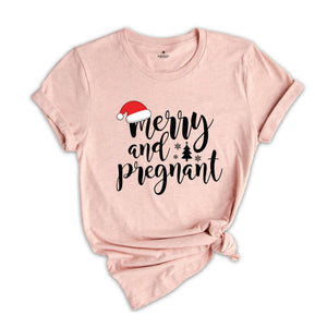 Comfort Colors Merry And Pregnant Shirt, Pregnancy Announcement Shirt, Christmas Pregnant Shirt, Funny Pregnancy Shirt, Xmas Baby Shirt