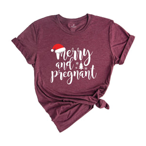 Comfort Colors Merry And Pregnant Shirt, Pregnancy Announcement Shirt, Christmas Pregnant Shirt, Funny Pregnancy Shirt, Xmas Baby Shirt