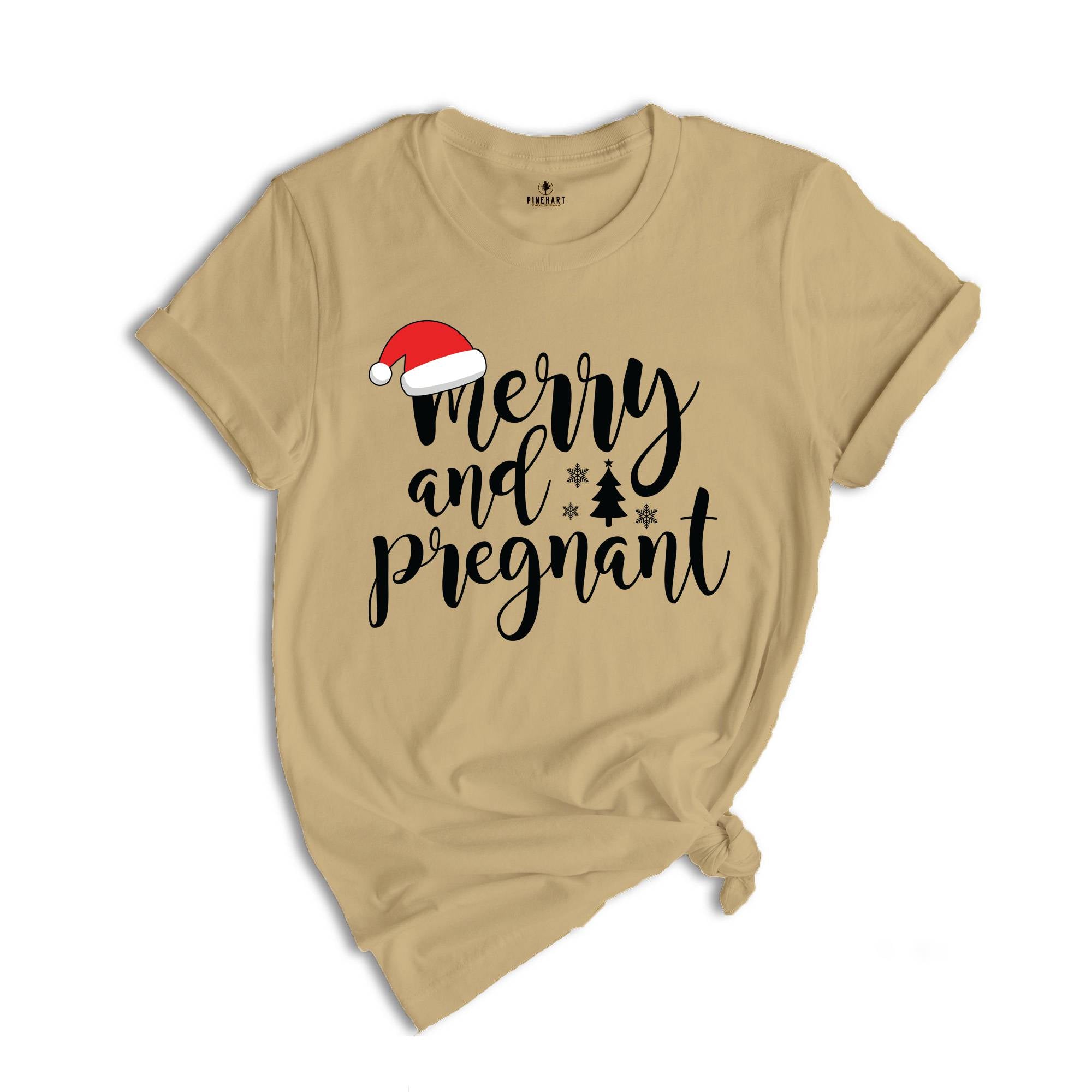 Comfort Colors Merry And Pregnant Shirt, Pregnancy Announcement Shirt, Christmas Pregnant Shirt, Funny Pregnancy Shirt, Xmas Baby Shirt