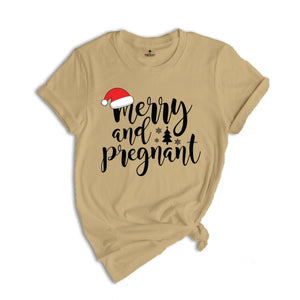 Comfort Colors Merry And Pregnant Shirt, Pregnancy Announcement Shirt, Christmas Pregnant Shirt, Funny Pregnancy Shirt, Xmas Baby Shirt