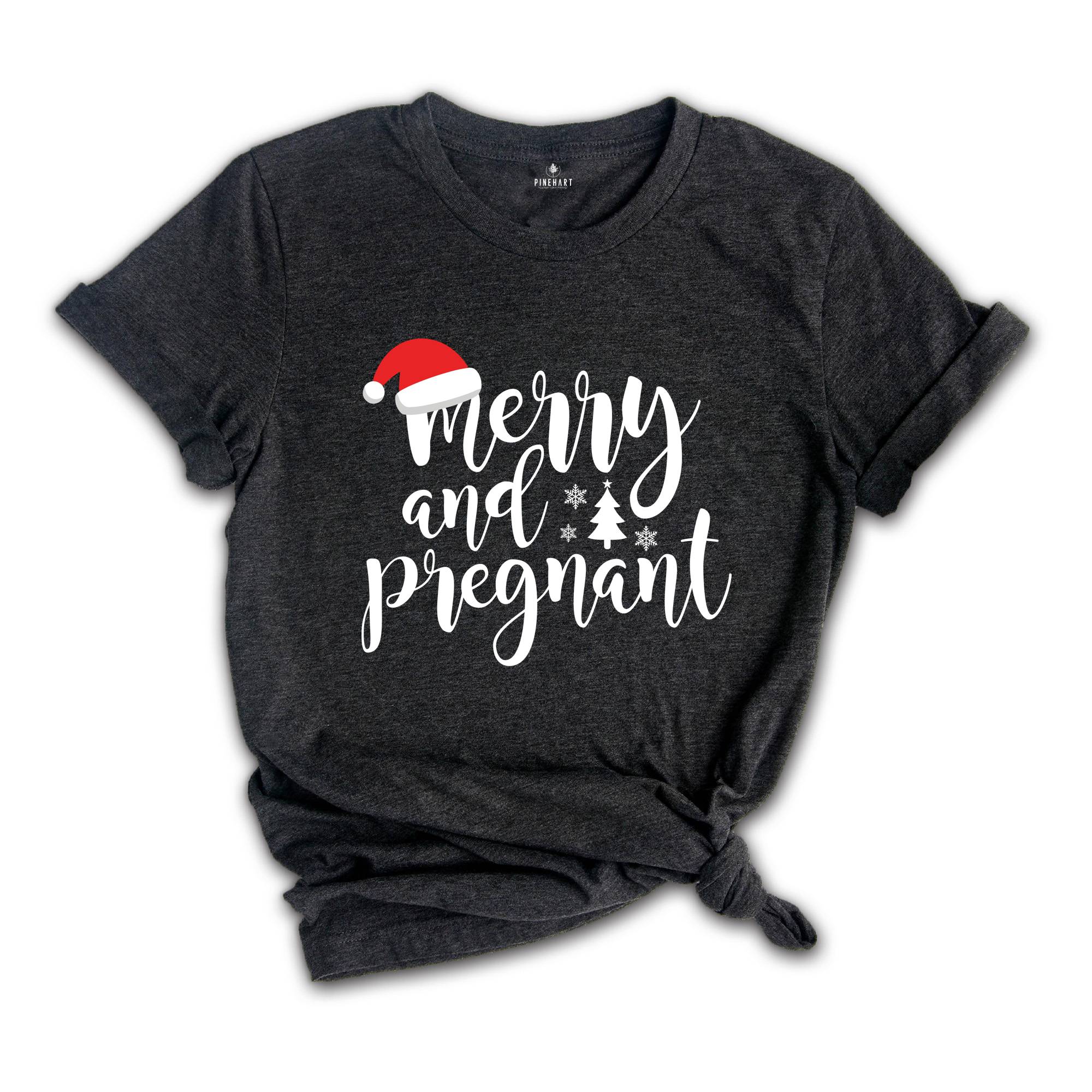 Comfort Colors Merry And Pregnant Shirt, Pregnancy Announcement Shirt, Christmas Pregnant Shirt, Funny Pregnancy Shirt, Xmas Baby Shirt