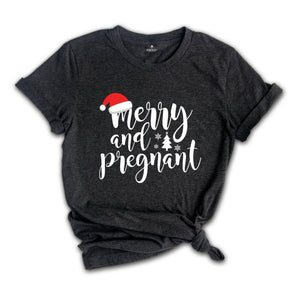 Comfort Colors Merry And Pregnant Shirt, Pregnancy Announcement Shirt, Christmas Pregnant Shirt, Funny Pregnancy Shirt, Xmas Baby Shirt