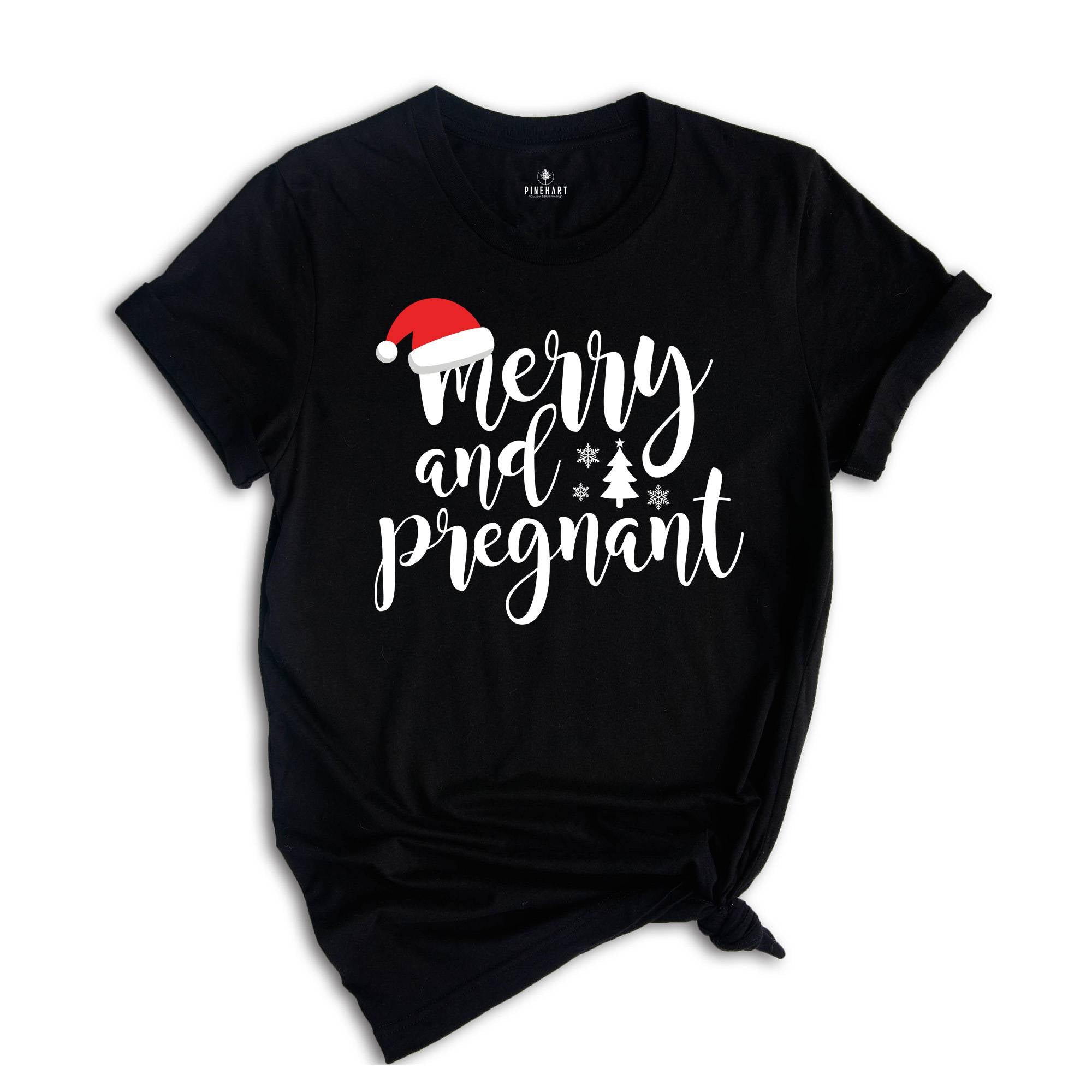 Comfort Colors Merry And Pregnant Shirt, Pregnancy Announcement Shirt, Christmas Pregnant Shirt, Funny Pregnancy Shirt, Xmas Baby Shirt