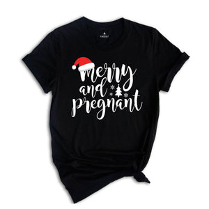 Comfort Colors Merry And Pregnant Shirt, Pregnancy Announcement Shirt, Christmas Pregnant Shirt, Funny Pregnancy Shirt, Xmas Baby Shirt
