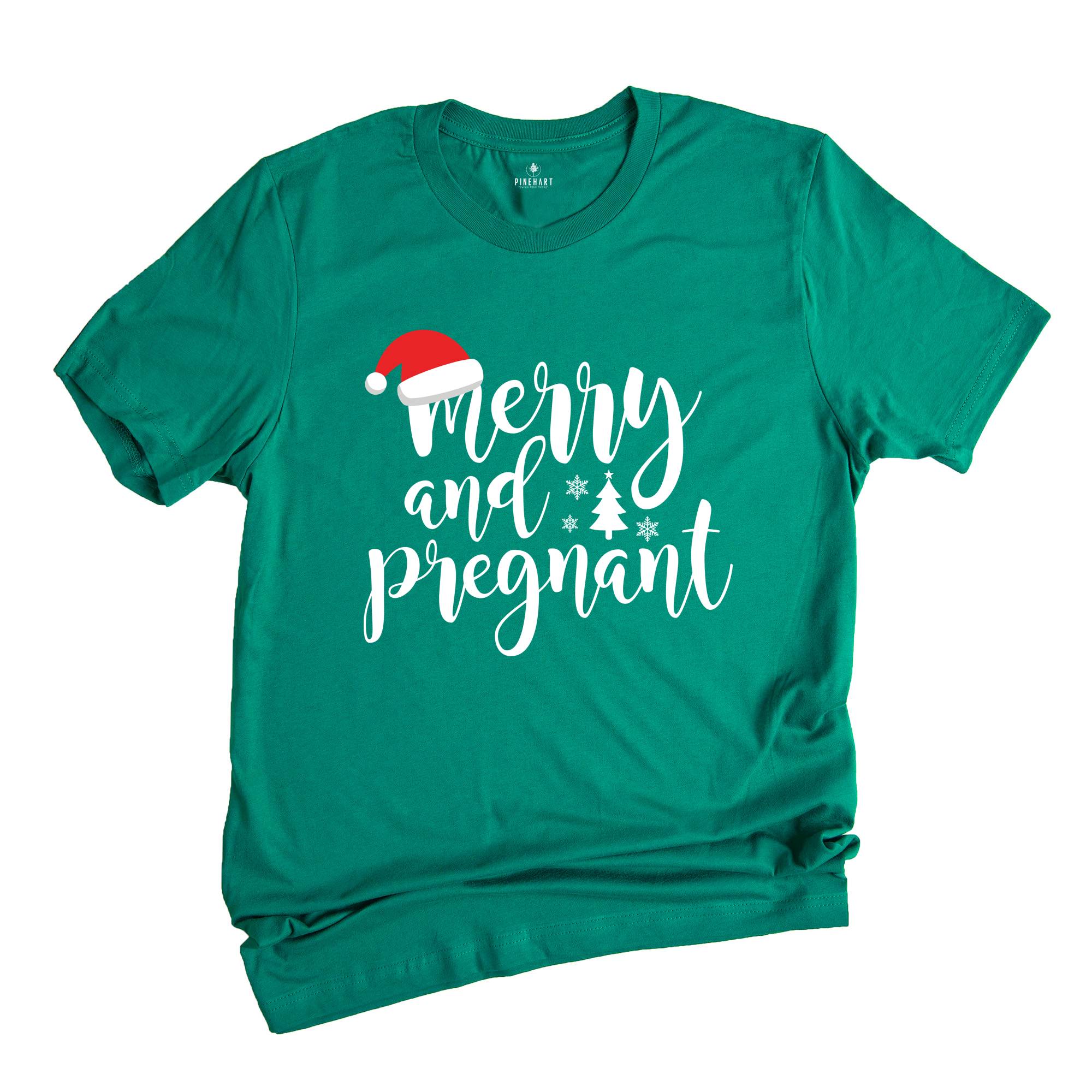 Comfort Colors Merry And Pregnant Shirt, Pregnancy Announcement Shirt, Christmas Pregnant Shirt, Funny Pregnancy Shirt, Xmas Baby Shirt