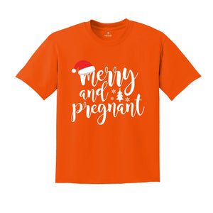 Comfort Colors Merry And Pregnant Shirt, Pregnancy Announcement Shirt, Christmas Pregnant Shirt, Funny Pregnancy Shirt, Xmas Baby Shirt