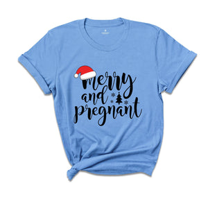 Comfort Colors Merry And Pregnant Shirt, Pregnancy Announcement Shirt, Christmas Pregnant Shirt, Funny Pregnancy Shirt, Xmas Baby Shirt