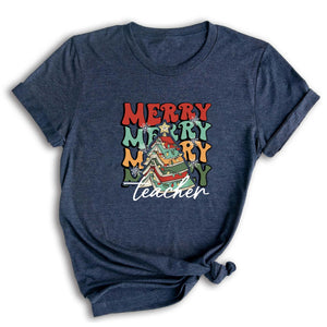 Comfort Colors Merry Teacher Xmas Shirt, Christmas Teacher Shirt, Xmas Teacher Life Tee, Xmas School Shirt