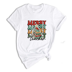Comfort Colors Merry Teacher Xmas Shirt, Christmas Teacher Shirt, Xmas Teacher Life Tee, Xmas School Shirt