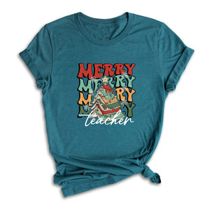 Comfort Colors Merry Teacher Xmas Shirt, Christmas Teacher Shirt, Xmas Teacher Life Tee, Xmas School Shirt