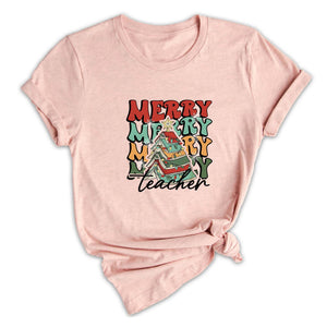 Comfort Colors Merry Teacher Xmas Shirt, Christmas Teacher Shirt, Xmas Teacher Life Tee, Xmas School Shirt