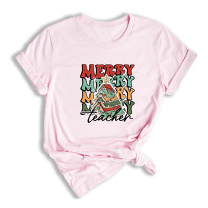 Comfort Colors Merry Teacher Xmas Shirt, Christmas Teacher Shirt, Xmas Teacher Life Tee, Xmas School Shirt