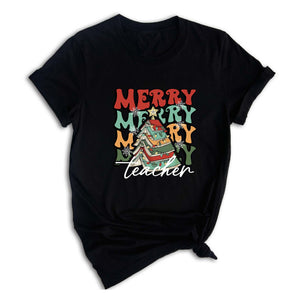 Comfort Colors Merry Teacher Xmas Shirt, Christmas Teacher Shirt, Xmas Teacher Life Tee, Xmas School Shirt