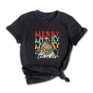 Comfort Colors Merry Teacher Xmas Shirt, Christmas Teacher Shirt, Xmas Teacher Life Tee, Xmas School Shirt
