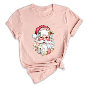 Comfort Colors Patchwork Santa Christmas Shirt, Vintage Claus Sweatshirt, Festive Holiday Graphic Tee