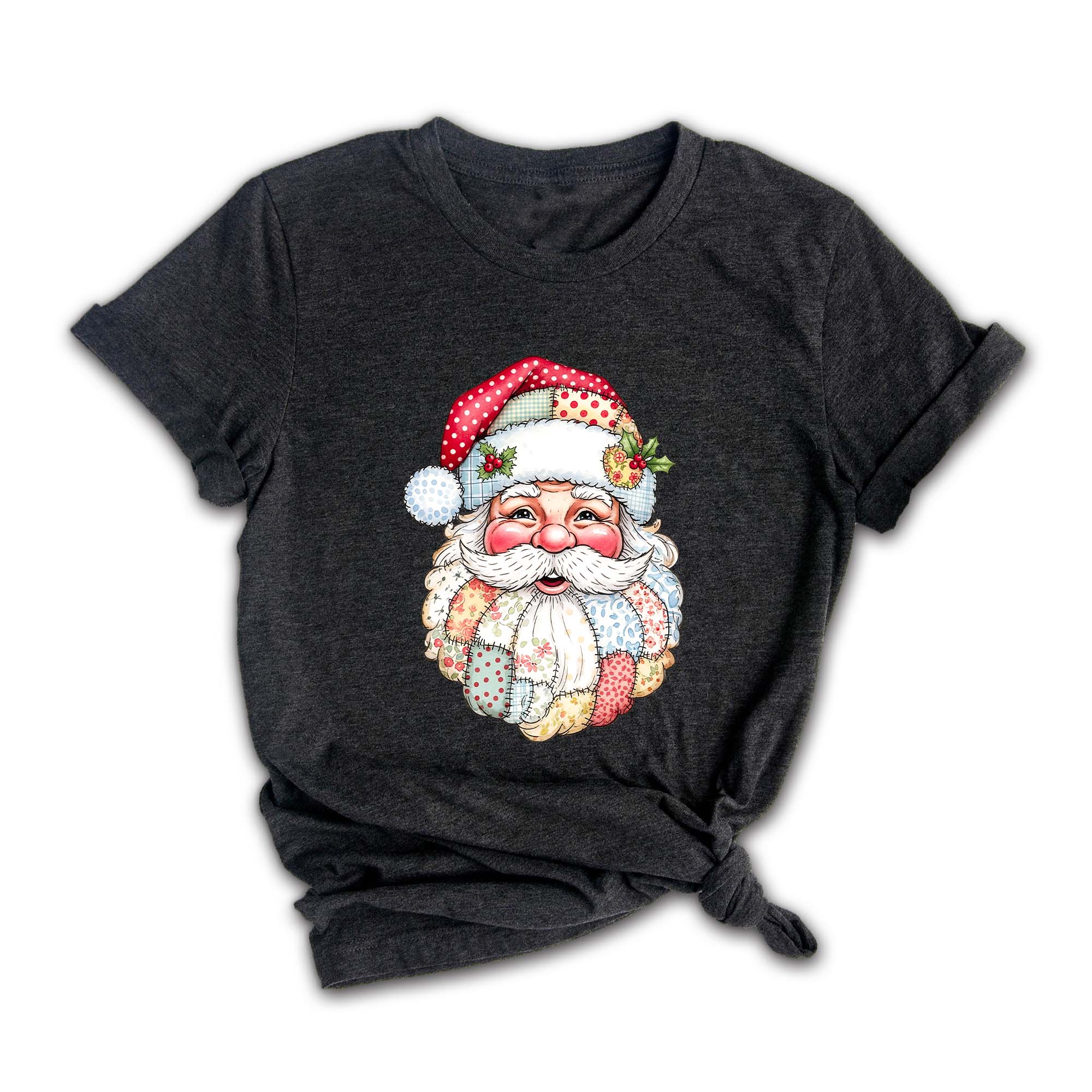 Comfort Colors Patchwork Santa Christmas Shirt, Vintage Claus Sweatshirt, Festive Holiday Graphic Tee