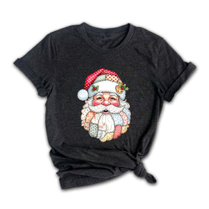 Comfort Colors Patchwork Santa Christmas Shirt, Vintage Claus Sweatshirt, Festive Holiday Graphic Tee
