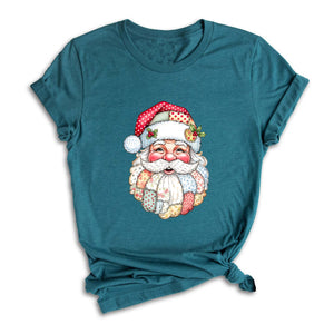 Comfort Colors Patchwork Santa Christmas Shirt, Vintage Claus Sweatshirt, Festive Holiday Graphic Tee