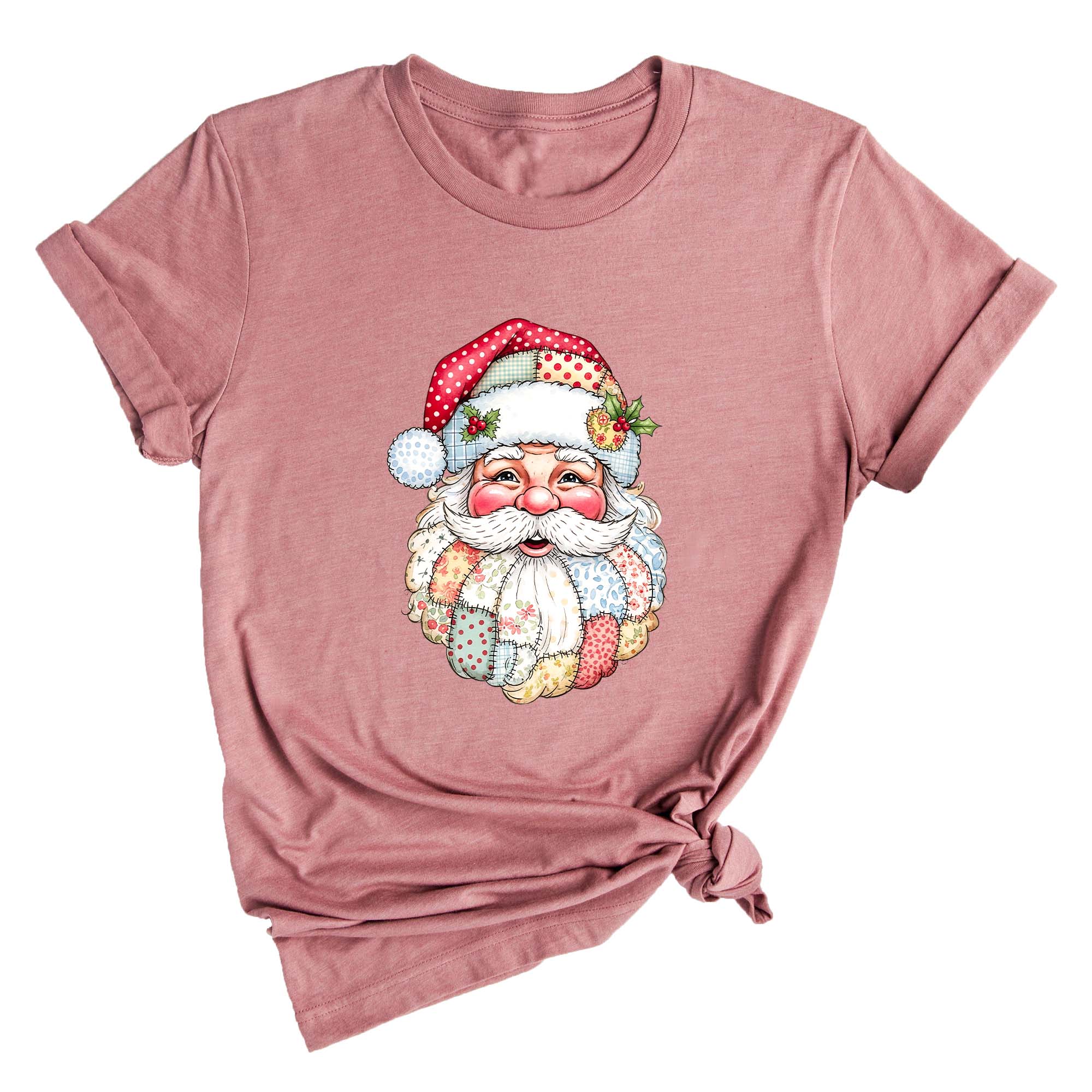 Comfort Colors Patchwork Santa Christmas Shirt, Vintage Claus Sweatshirt, Festive Holiday Graphic Tee