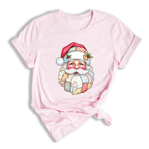 Comfort Colors Patchwork Santa Christmas Shirt, Vintage Claus Sweatshirt, Festive Holiday Graphic Tee