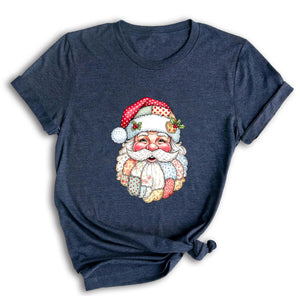 Comfort Colors Patchwork Santa Christmas Shirt, Vintage Claus Sweatshirt, Festive Holiday Graphic Tee