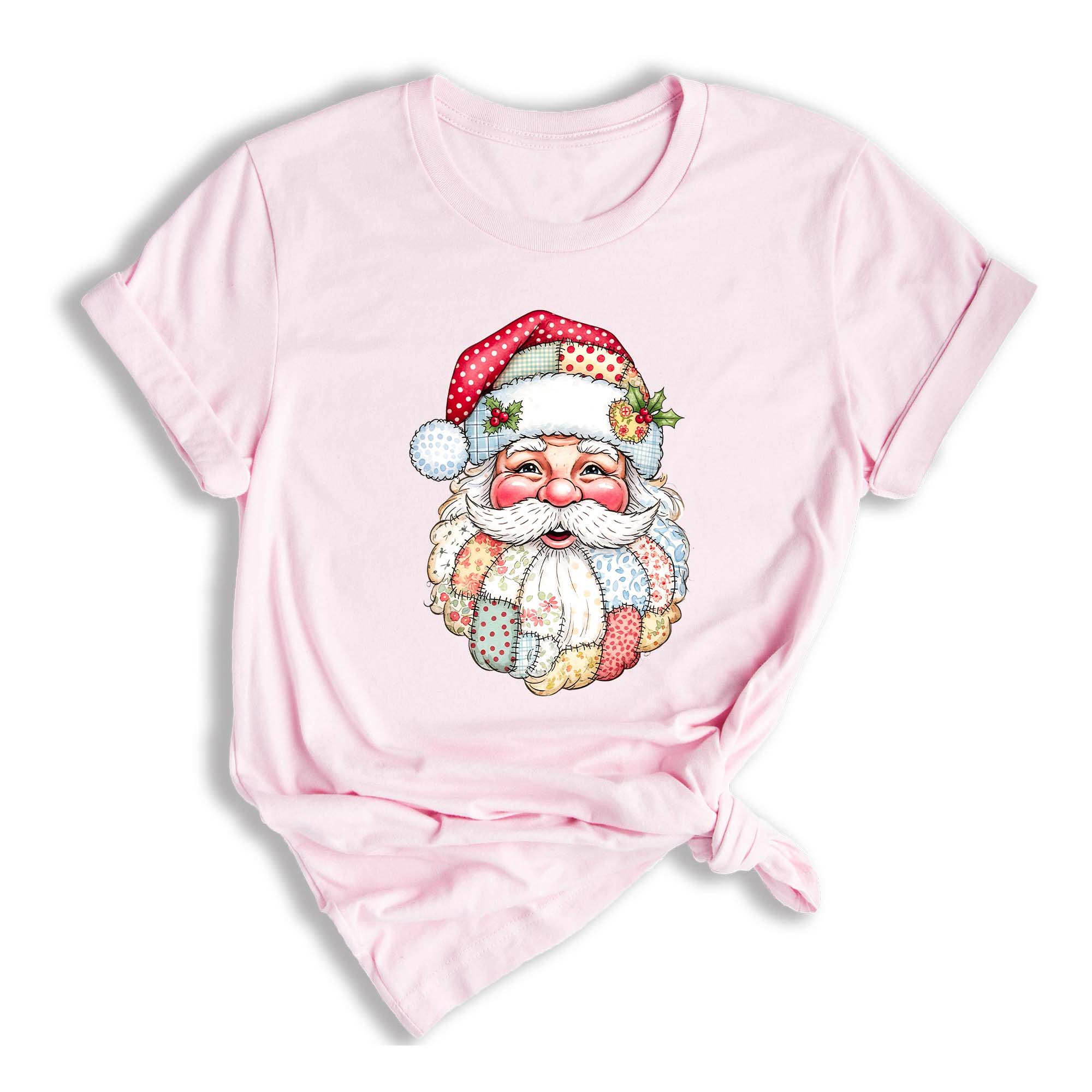 Comfort Colors Patchwork Santa Christmas Shirt, Vintage Claus Sweatshirt, Festive Holiday Graphic Tee