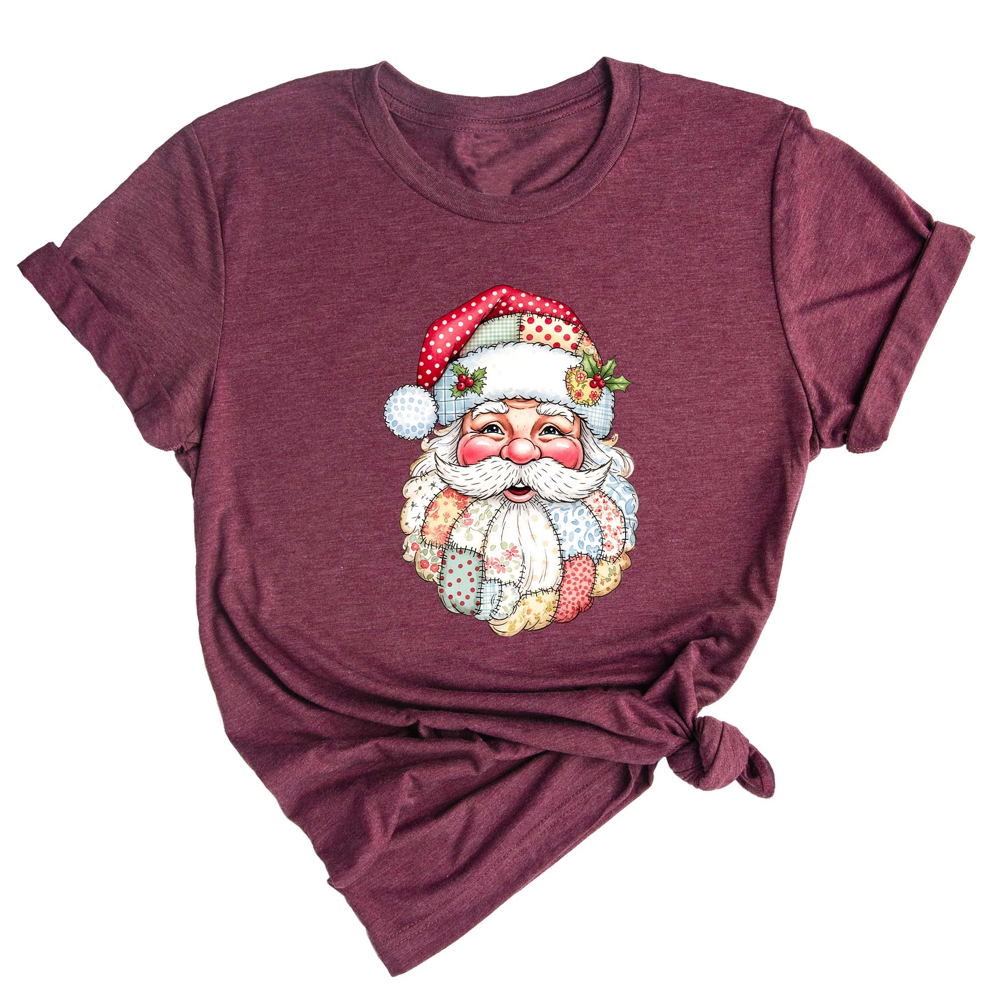 Comfort Colors Patchwork Santa Christmas Shirt, Vintage Claus Sweatshirt, Festive Holiday Graphic Tee