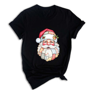 Comfort Colors Patchwork Santa Christmas Shirt, Vintage Claus Sweatshirt, Festive Holiday Graphic Tee
