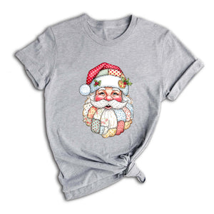 Comfort Colors Patchwork Santa Christmas Shirt, Vintage Claus Sweatshirt, Festive Holiday Graphic Tee