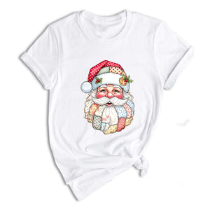 Comfort Colors Patchwork Santa Christmas Shirt, Vintage Claus Sweatshirt, Festive Holiday Graphic Tee