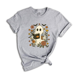 Comfort Colors ® Fall Book Lover Coffee and Reading Shirt, Gift For Book And Coffee Lover Shirt, Spooky Season T-shirt