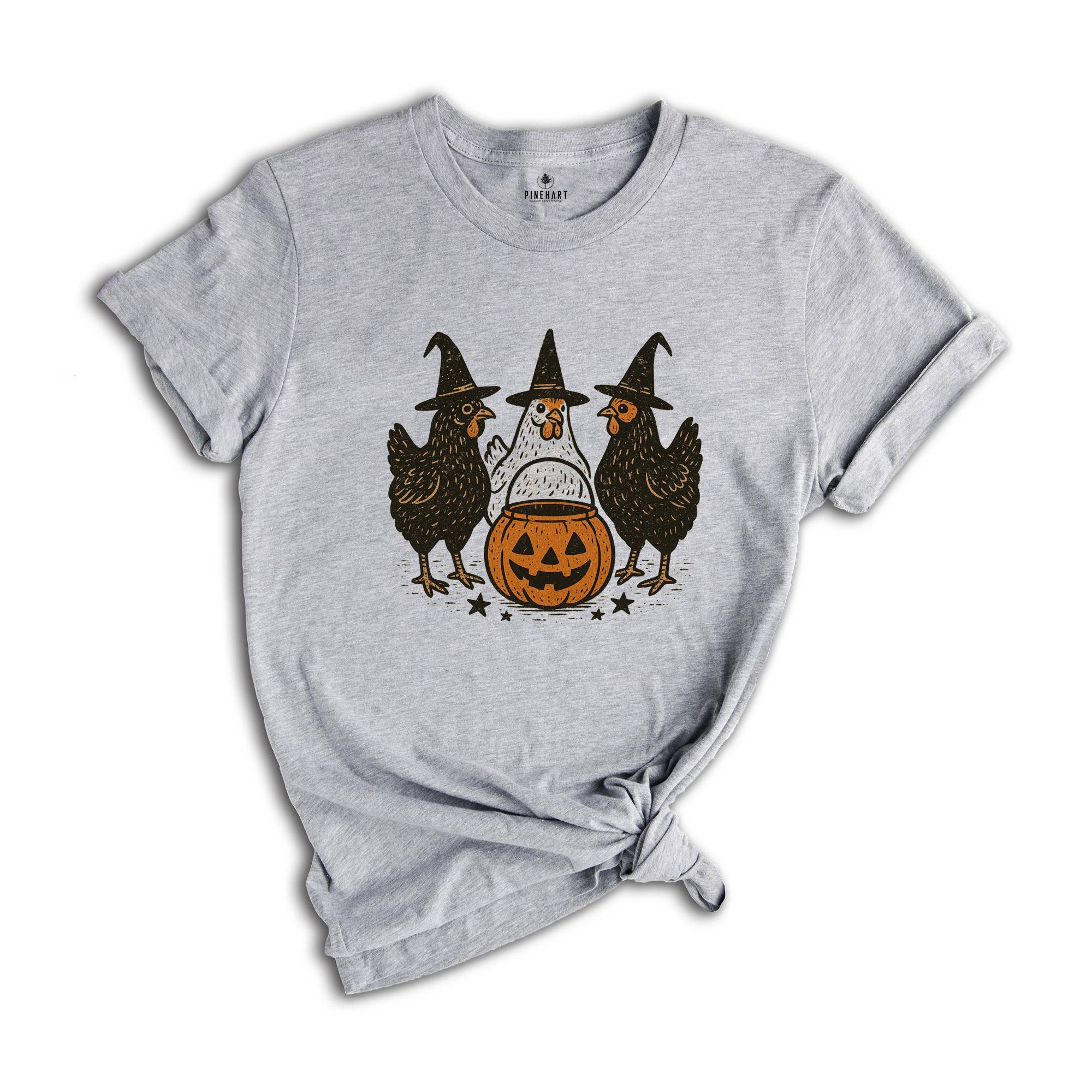 Comfort Colors ® Halloween Witch Thanksgiving Chicken Shirt, Gift For Fall Retro Halloween T-Shirt, Pumpkin Shirt