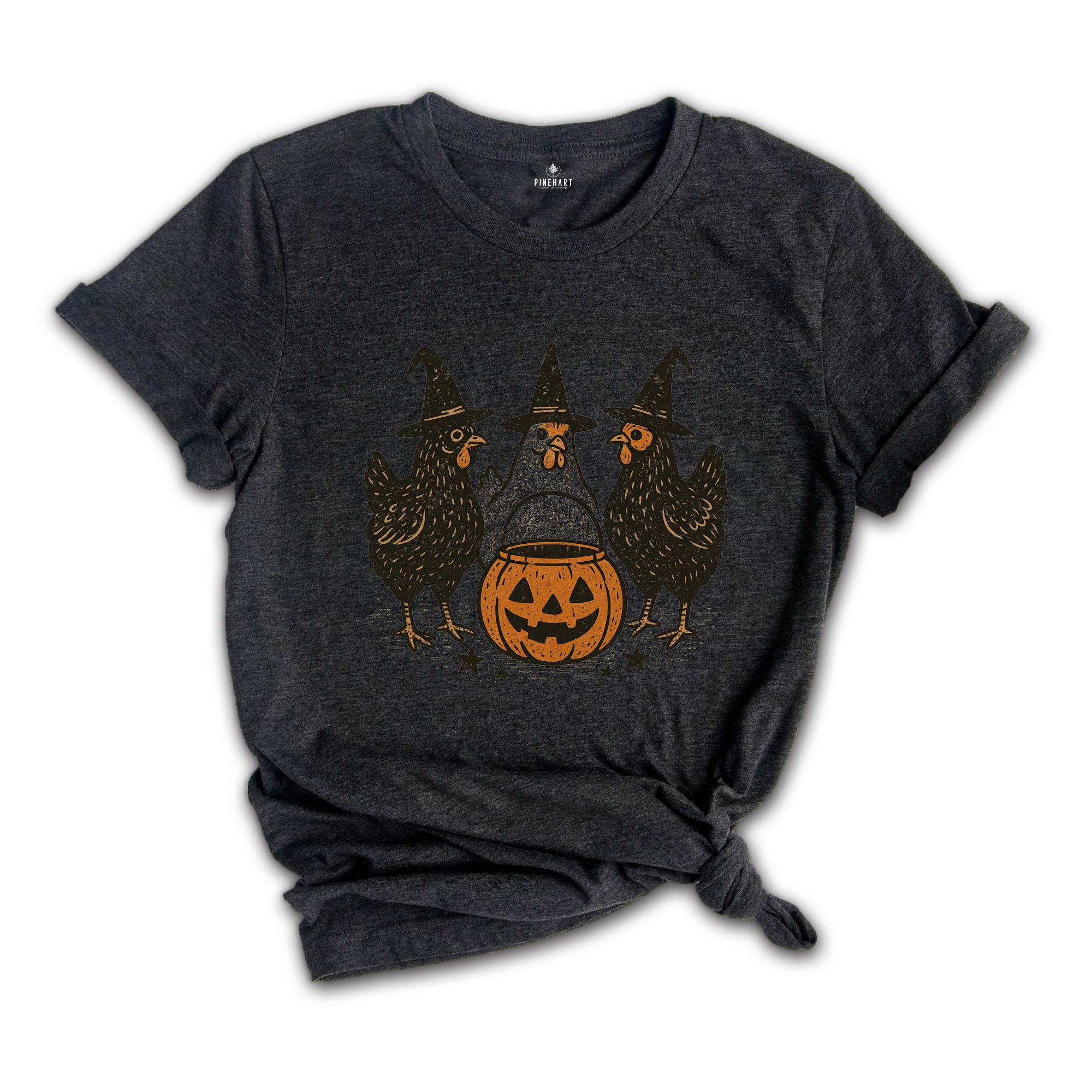 Comfort Colors ® Halloween Witch Thanksgiving Chicken Shirt, Gift For Fall Retro Halloween T-Shirt, Pumpkin Shirt