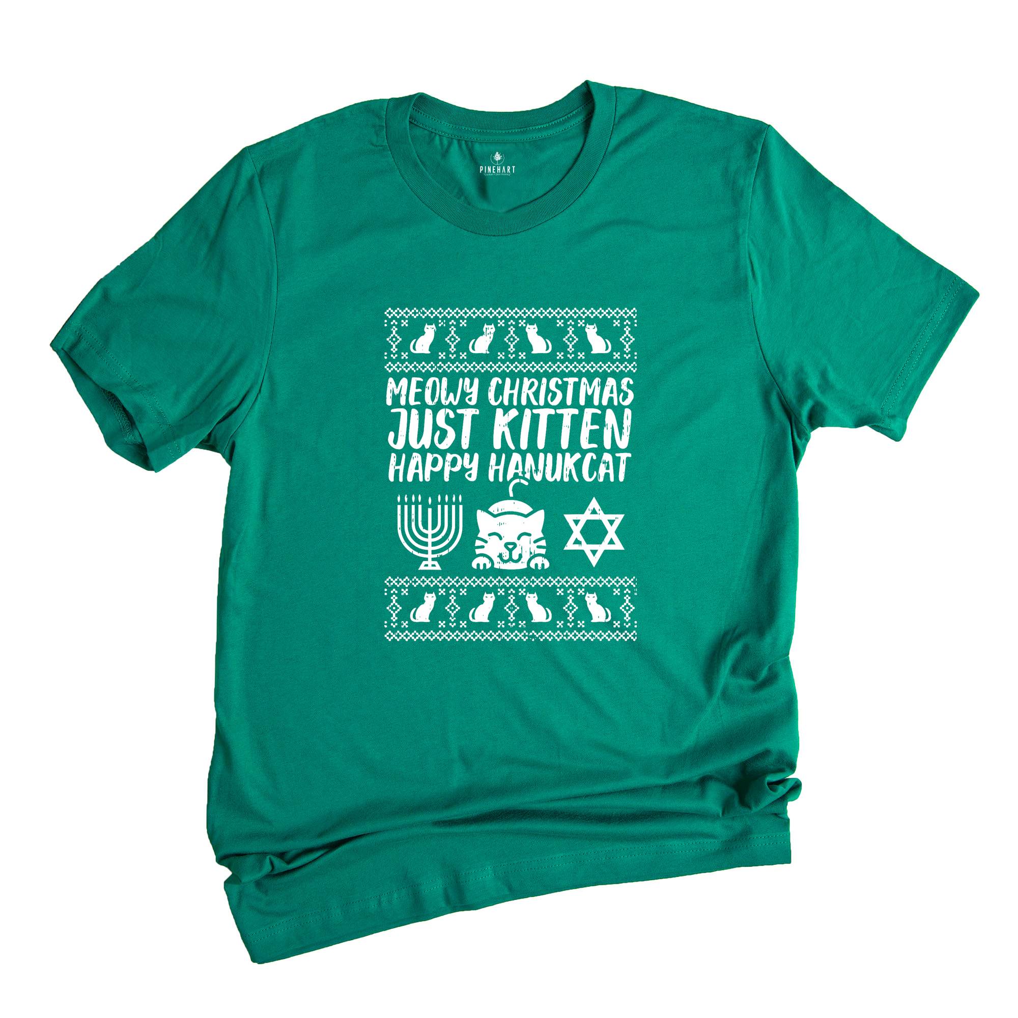 Comfort Colors ® Meowy Christmas Just Kitten Happy Hanukcat Shirt, Perfect Festive Jewish Gift for Cat Lovers