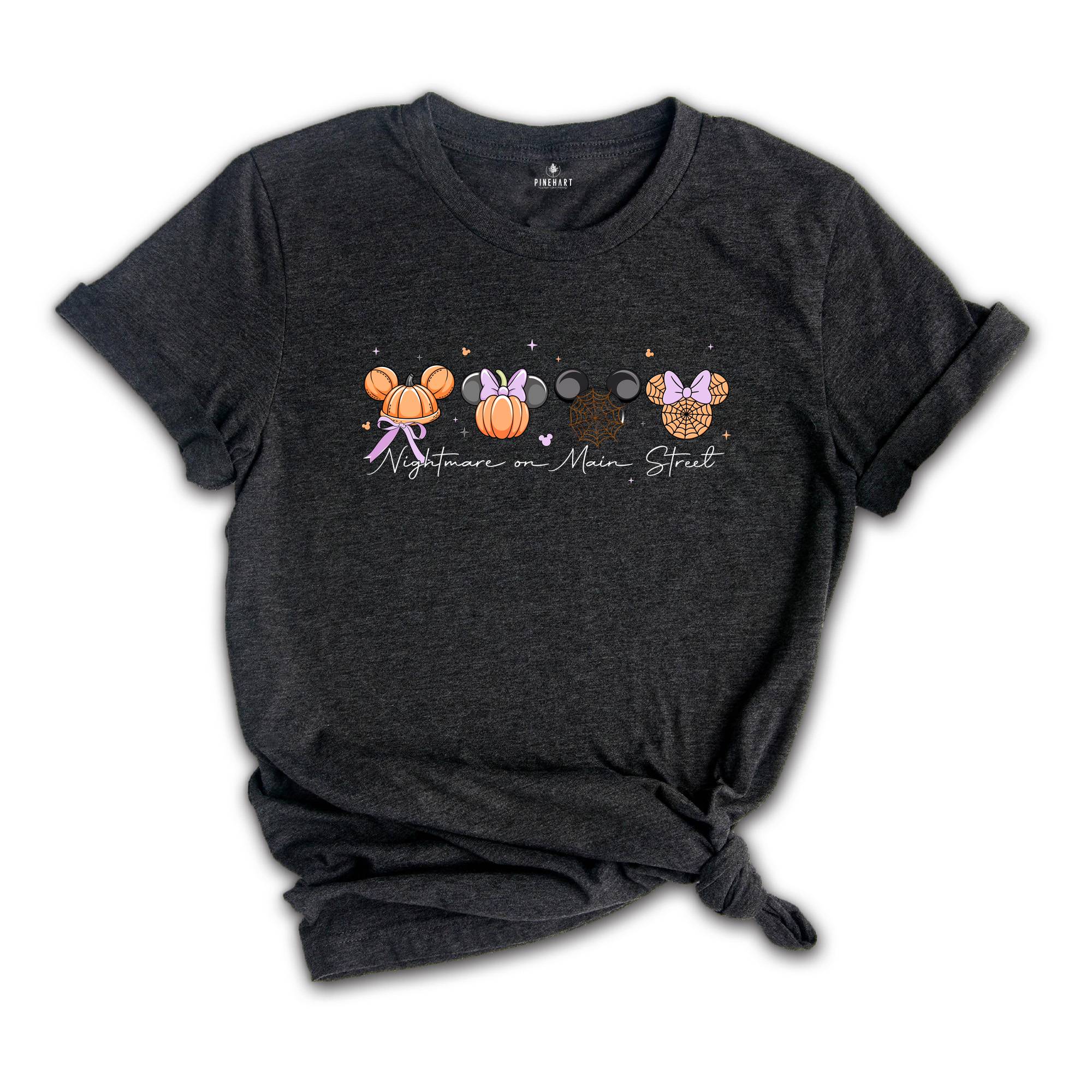 Comfort Colors ® Nightmare on Main Street Shirt, Halloween Gift, Pumpkin Coquette Bow Spooky Season Shirt