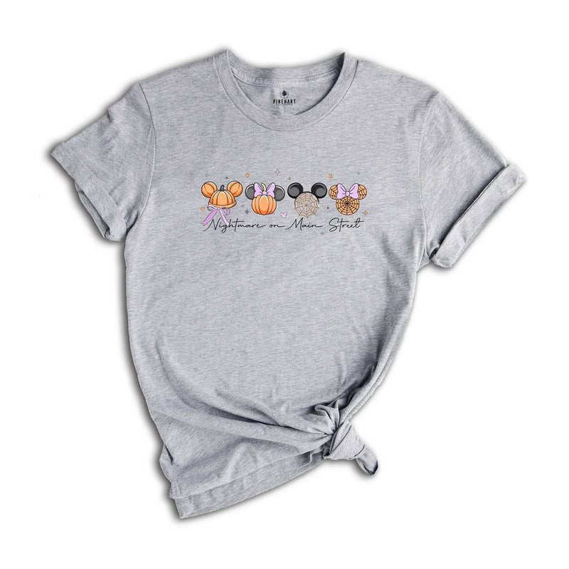 Comfort Colors ® Nightmare on Main Street Shirt, Halloween Gift, Pumpkin Coquette Bow Spooky Season Shirt
