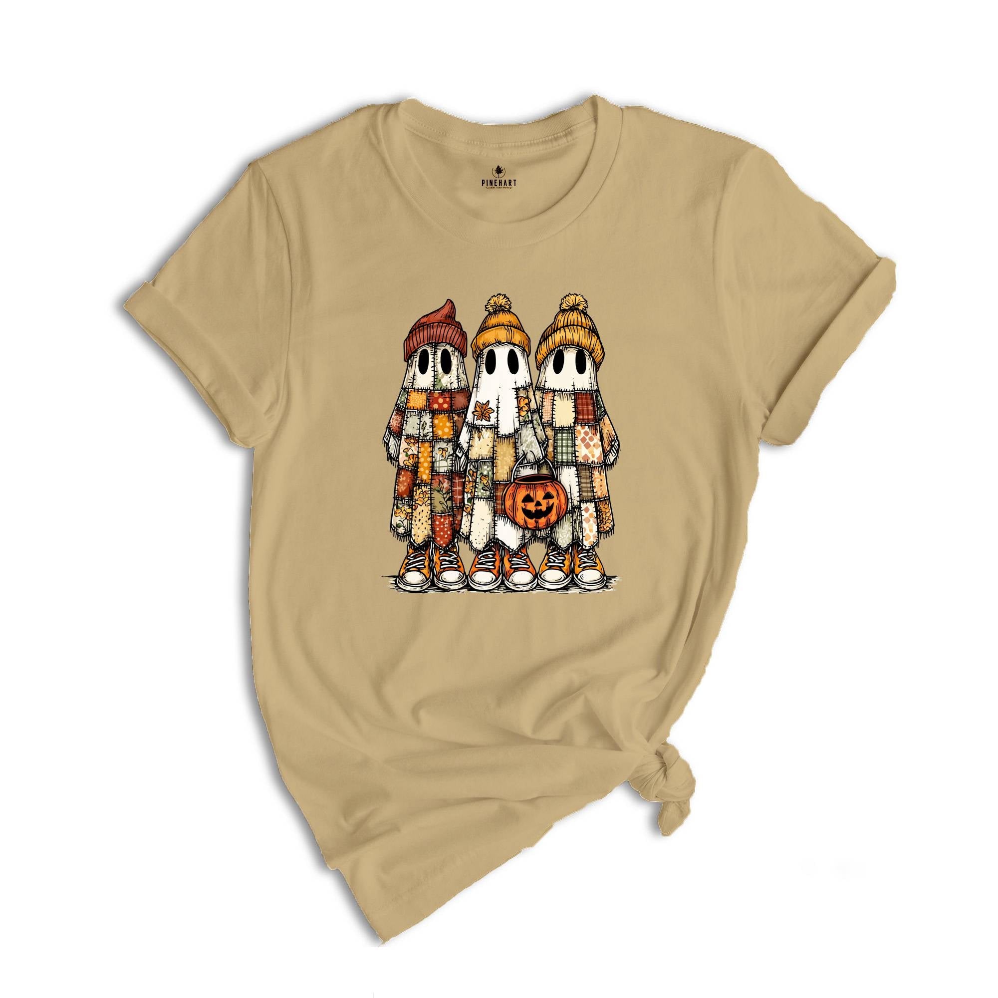 Comfort Colors ® Patchwork Ghost Halloween Shirt, Gift For Halloween Shirt, Retro Halloween Ghost Tee