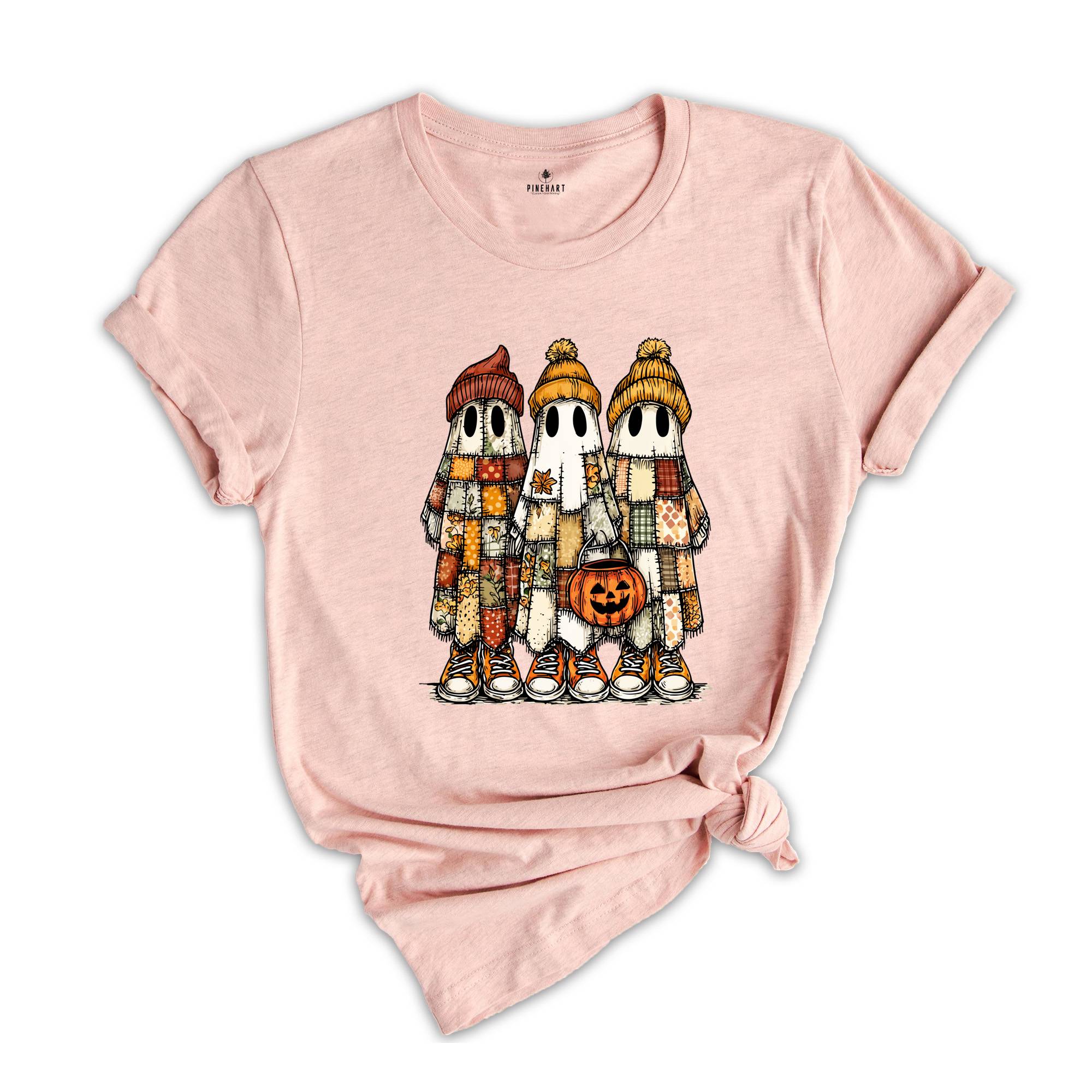 Comfort Colors ® Patchwork Ghost Halloween Shirt, Gift For Halloween Shirt, Retro Halloween Ghost Tee