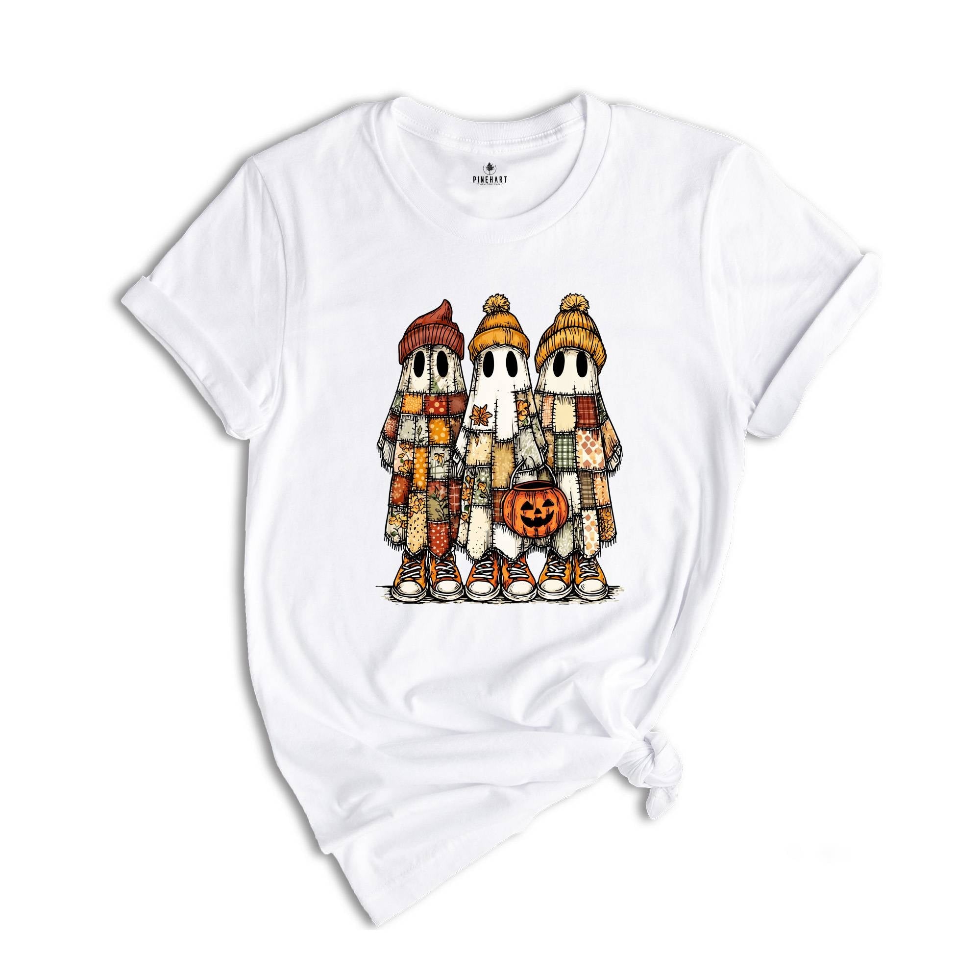 Comfort Colors ® Patchwork Ghost Halloween Shirt, Gift For Halloween Shirt, Retro Halloween Ghost Tee