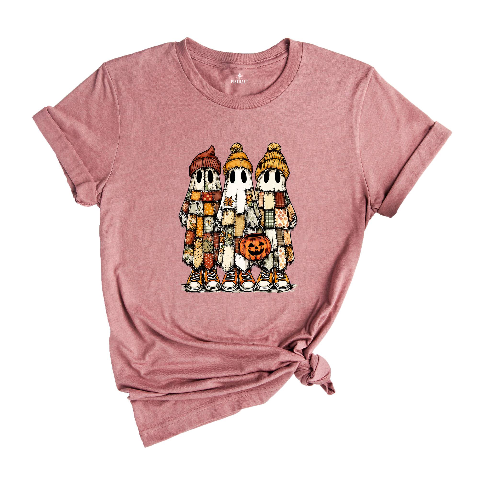 Comfort Colors ® Patchwork Ghost Halloween Shirt, Gift For Halloween Shirt, Retro Halloween Ghost Tee