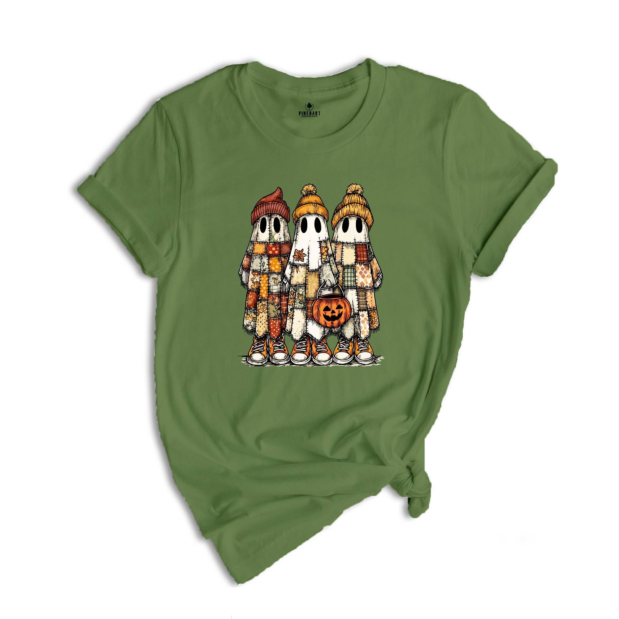 Comfort Colors ® Patchwork Ghost Halloween Shirt, Gift For Halloween Shirt, Retro Halloween Ghost Tee