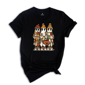 Comfort Colors ® Patchwork Ghost Halloween Shirt, Gift For Halloween Shirt, Retro Halloween Ghost Tee