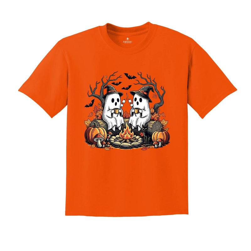 Comfort Colors ® Retro Cute Ghost Halloween Shirt, Gift For Camping Halloween T-Shirt, Halloween Camp Life Tee