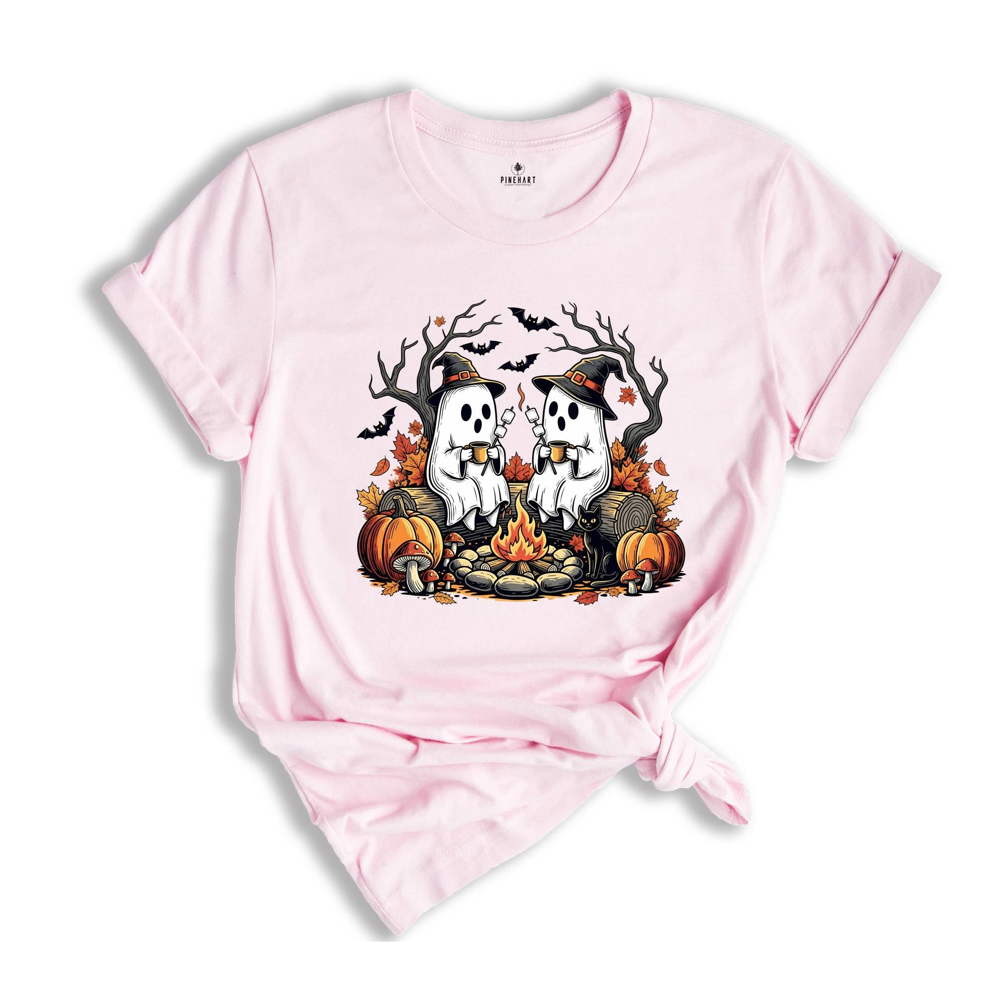 Comfort Colors ® Retro Cute Ghost Halloween Shirt, Gift For Camping Halloween T-Shirt, Halloween Camp Life Tee